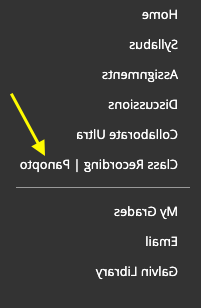 带有指向“Class Recordings | Panopto”的箭头的图像